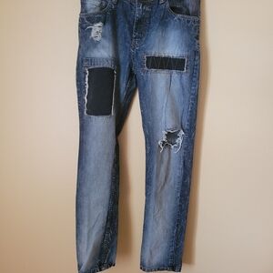 Men's Relaxed Fit Distressed Jeans in Blue